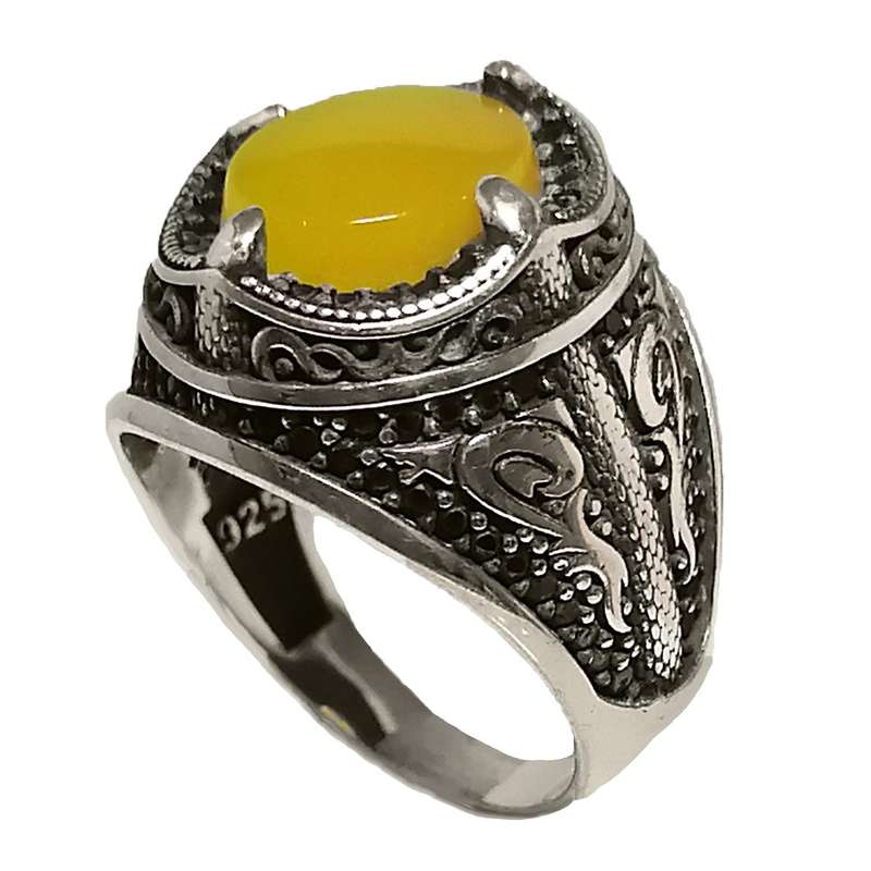 انگشتر نقره مردانه مدل عقیق شرف الشمس اسپرت MS9018