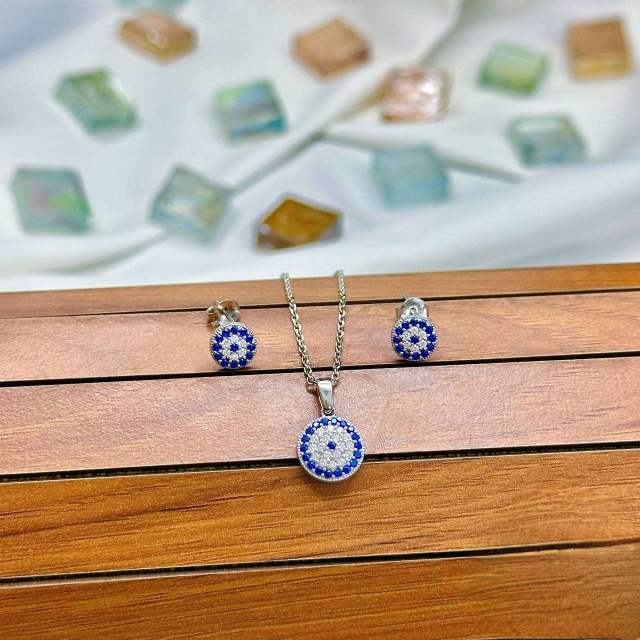 نیم ست نقره زنانه مدل چشم نظر نیم ست نقره زنانه مدل چشم نظر