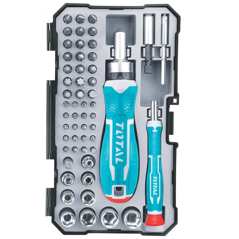 پیچ گوشتی و سری پیچ گوشتی و بکس توتال مدل TACSD30556 مجموعه 55 عددی 