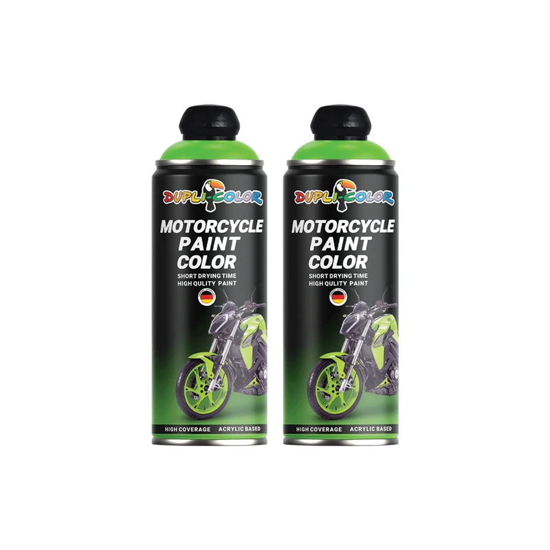 اسپری رنگ موتور سیکلت سبز  فلورسنت دوپلی کالر مدل شب تاب حجم 400 میلی لیتر مجموعه 2 عددی