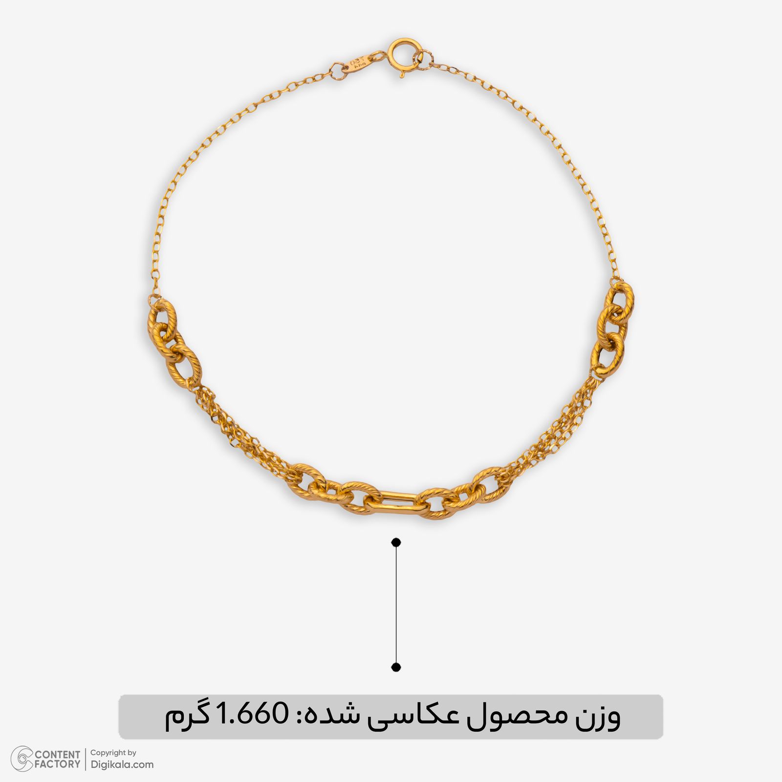 دستبند زنجیری طلا 18 عیار زنانه نگین مدل 109 -  - 3