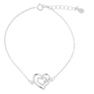 دستبند نقره زنانه آی جواهر طرح قلب کد 77261D