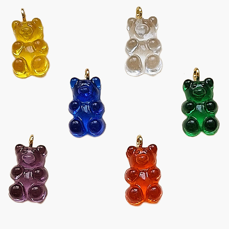 آویز گردنبند دخترانه طرح خرس پاستیلی بسته 6 عددی