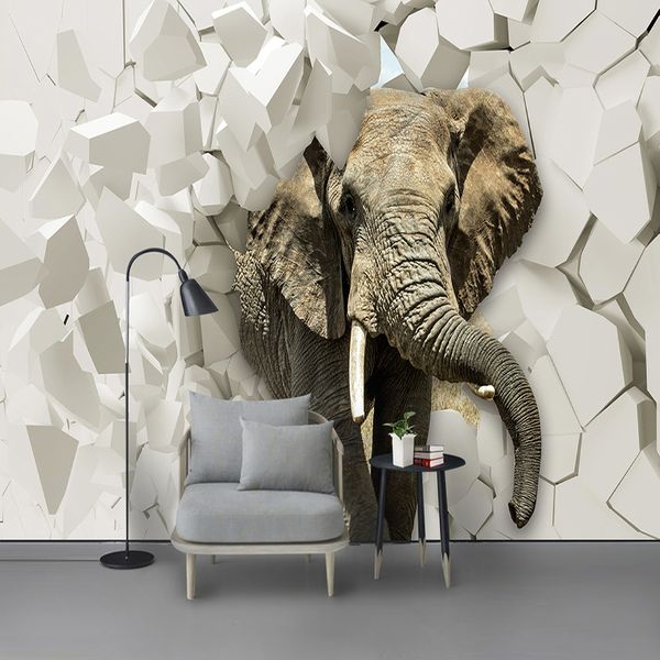 پوستر دیواری سه بعدی مدل دیوار شکسته فیل کد DVRF1323