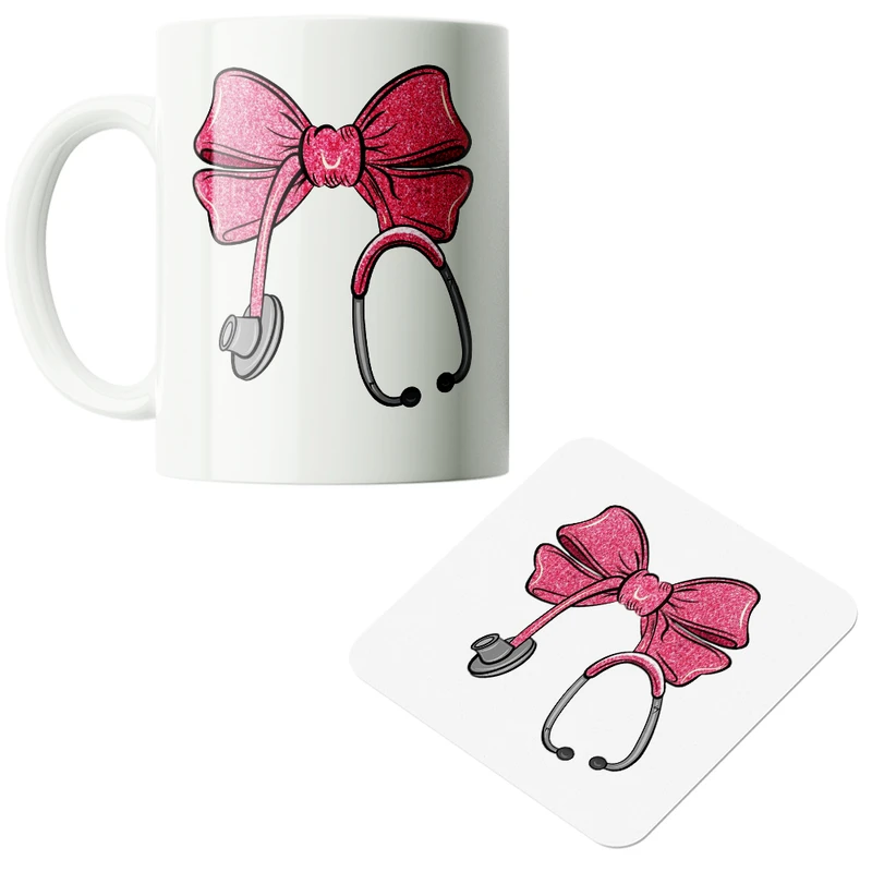 ماگ پاد آفرین مدل پزشک پرستار کادر درمان بیمارستان کد PZ065 به همراه زیرلیوانی