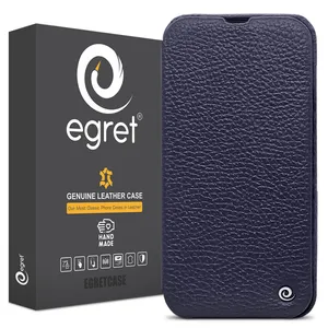 Egret Floater Genuine Leather Stand Folder Bag For Apple iPhone 13 Pro Max