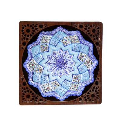 راهنمای خرید بشقاب مینا کاری در قاب، روی سفال و ارزان قیمت - بشقاب مینا کاری دیوار کوب همدان ( ست بشقاب، کاسه و گلاب پاش مینا کاری )