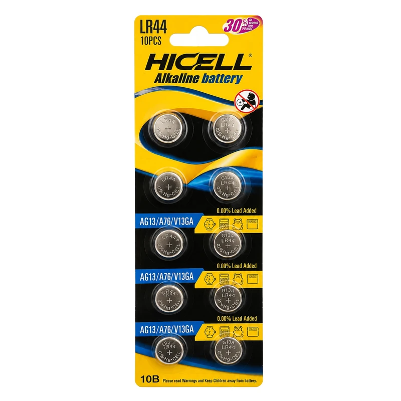 باتری ساعتی هایسل مدل AG13/A76/V13GA/LR44 بسته 10 عددی