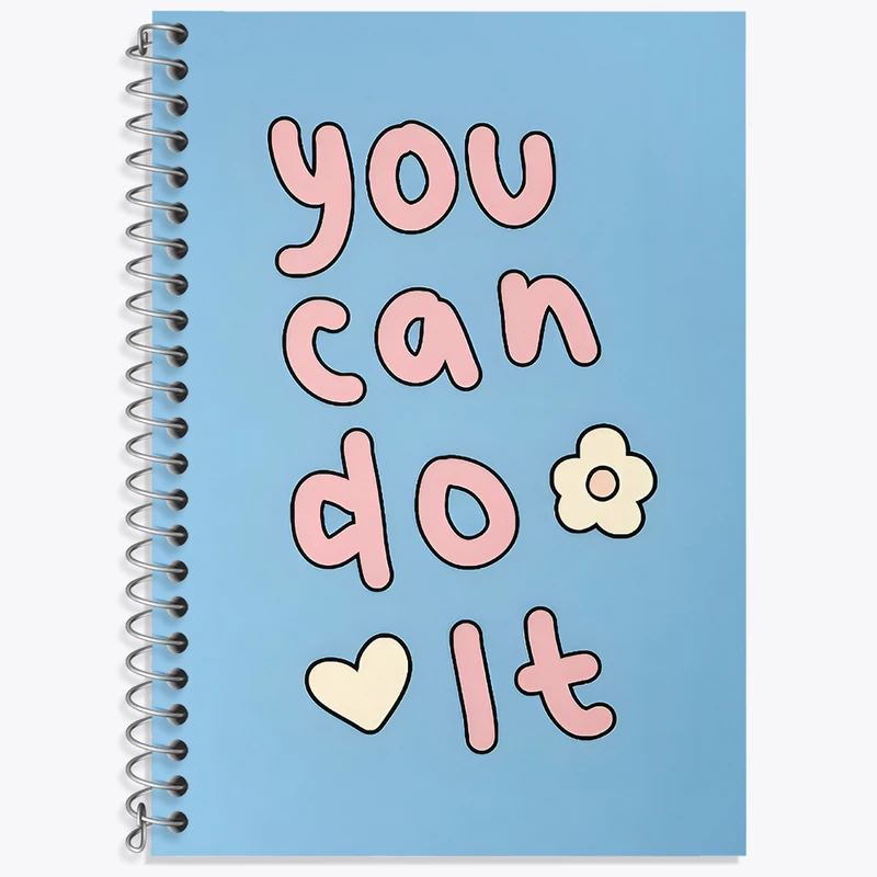 دفتر زبان 50 برگ خندالو مدل سه خط طرح You Can Do It کد N2645