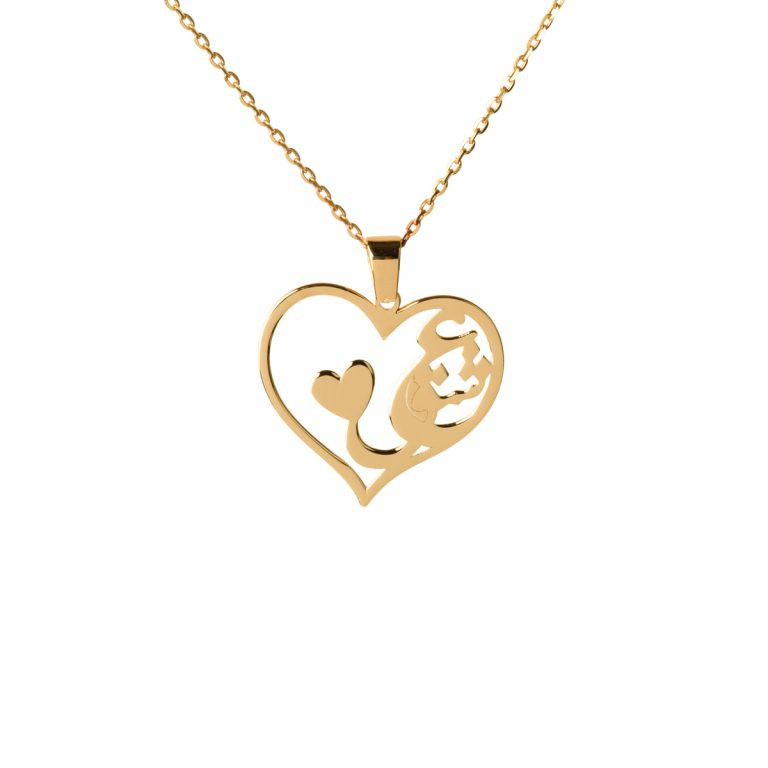 گردنبند طلا 18 عیار زنانه طلای کامک مدل قلب طرح نوشته عشق