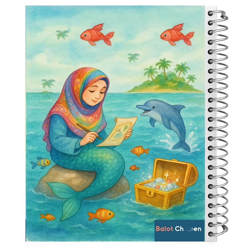 دفتر نقاشی 60 برگ بلوط چین مدل پری دریایی  کد A4-N60-MNT654