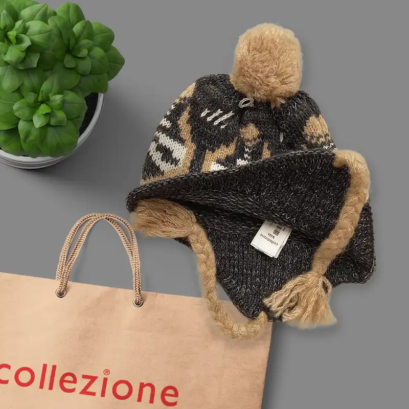 کلاه بافتنی بچگانه کولزیون مدل هندسی کد 61802