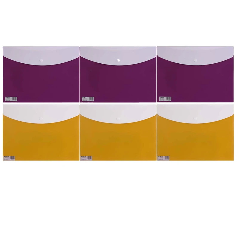 پوشه پاپکو مدل دکمه دار کد A4-113BC  بسته 6 عددی