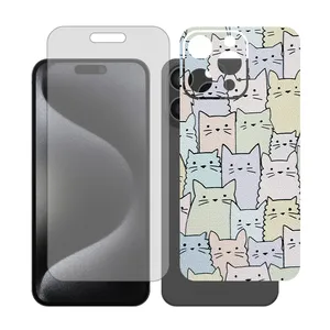Glass Together model matte screen protector suitable for Apple iPhone 15 Pro Max mobile phone with cover sticker on the back of the phone