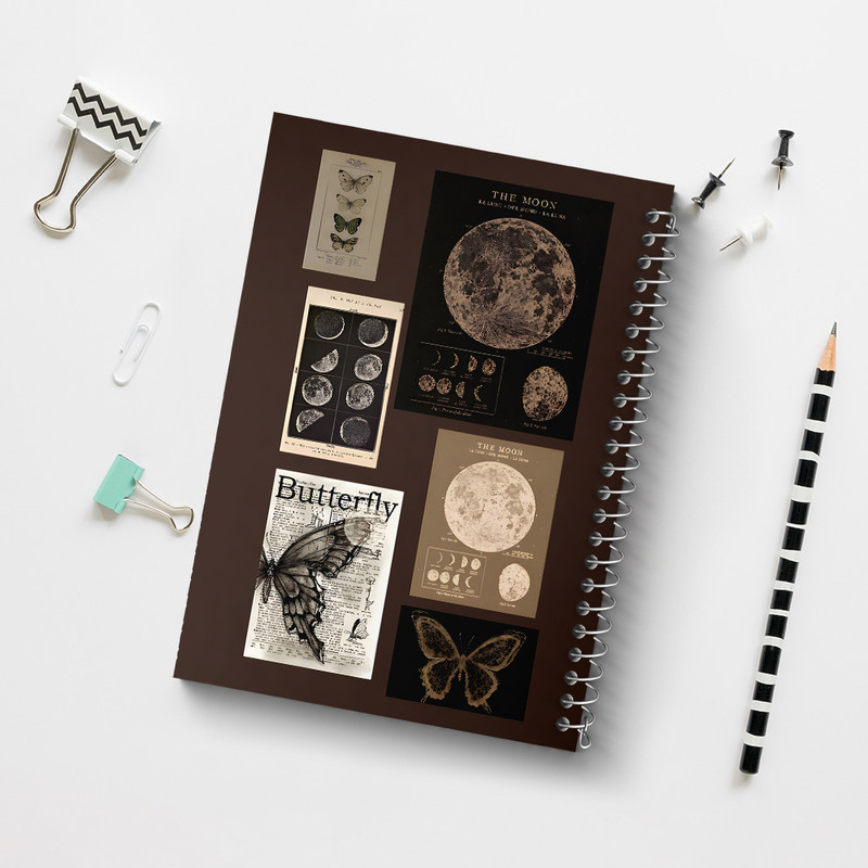 دفتر مشق 100 برگ خندالو طرح ماه و پروانه کد N4482