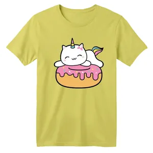 تی شرت آستین کوتاه بچگانه مدل یونیکورن کد ۱ رنگ زرد لیمویی