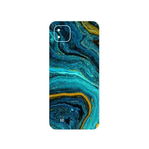 MAHOOT Turquoise marblewith golden streaks Cover Sticker for Realme C11 2021