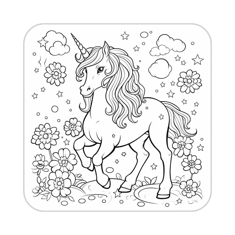 زیر لیوانی کاکتی طرح اسب تک شاخ و یونیکورن مدل mp30344