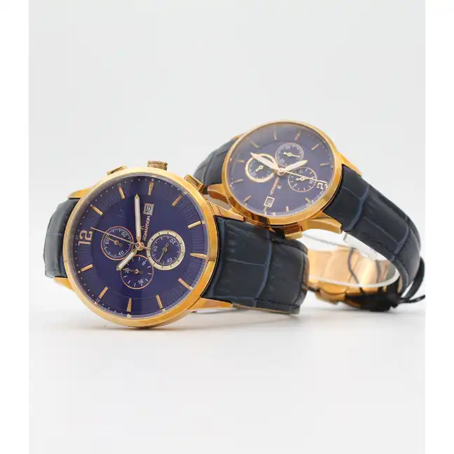 ست ساعت مچی عقربه ای زنانه و مردانه مدل سه موتور کرنوگراف ژاپنی 443