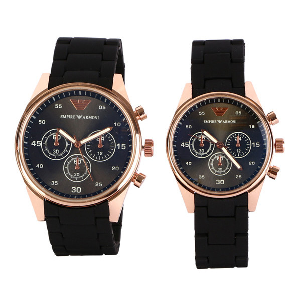 ست ساعت مچی عقربه ای زنانه و مردانه مدل Emp-Blk ست ساعت مچی عقربه ای زنانه و مردانه مدل Emp-Blk