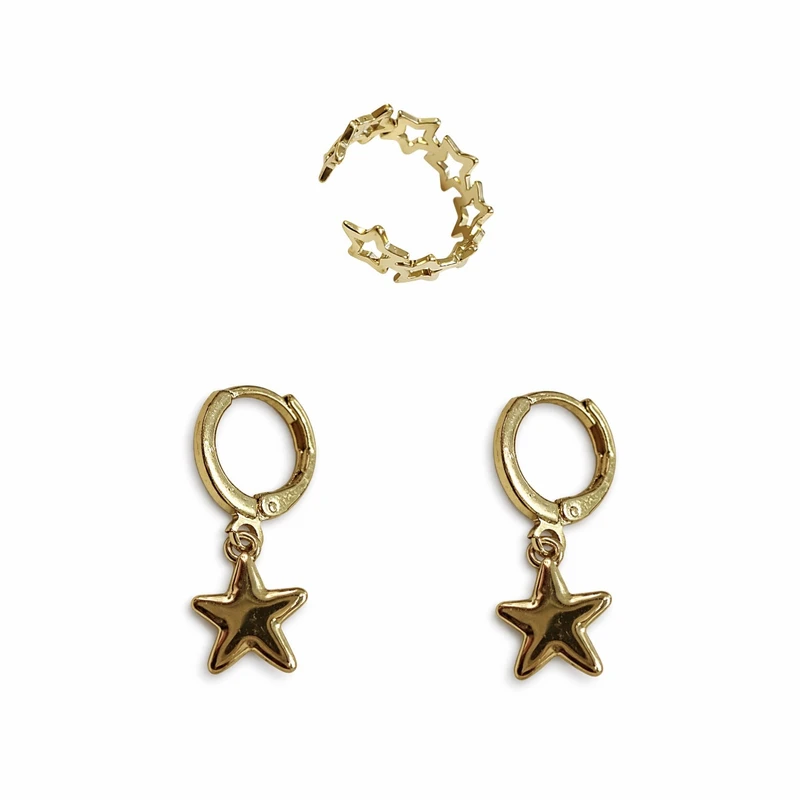پیرسینگ گوش زنانه آی ام مدل ستاره بسته 3 عددی