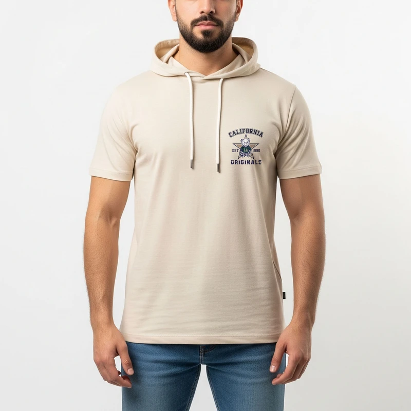 تی‌شرت کلاه‌دار آستین کوتاه مردانه مدل 14040509