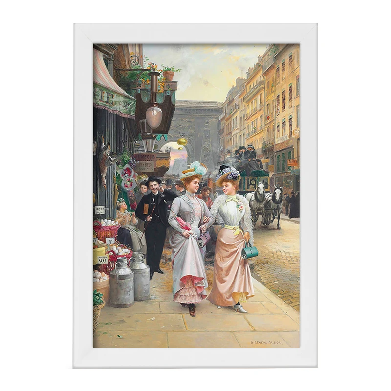 تابلو خندالو مدل نقاشی زنان زیبا در قدم زدن اثر باسیل لمونیه کد F12315