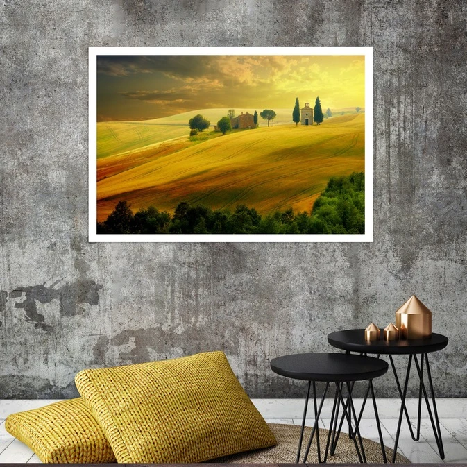 تابلو بکلیت طرح طبیعت سرسبز مدل قاب شاسی W-s7997