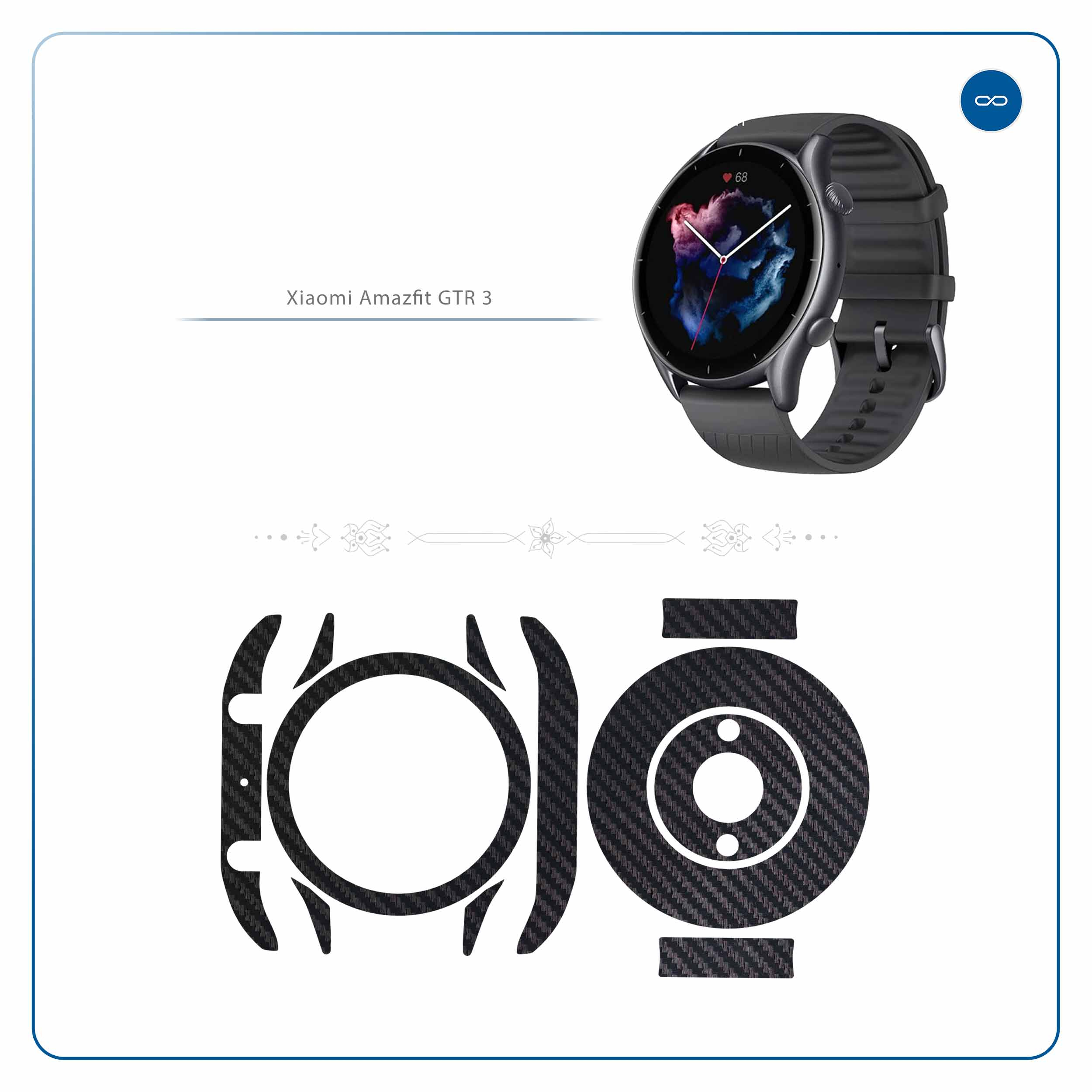 برچسب ماهوت طرح Carbon-Fiber مناسب برای ساعت هوشمند شیائومی Amazfit GTR 3