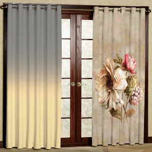 پرده مدل گل دار و سایه روشن هازان پانچی کد 1892a سایز 140x200 سانتی متر