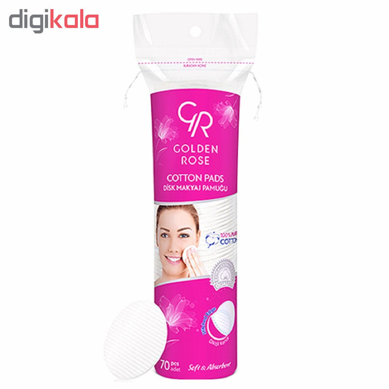 پد پاک کننده آرایش گلدن رز مدل Soft & Absorbent بسته 70 عددی