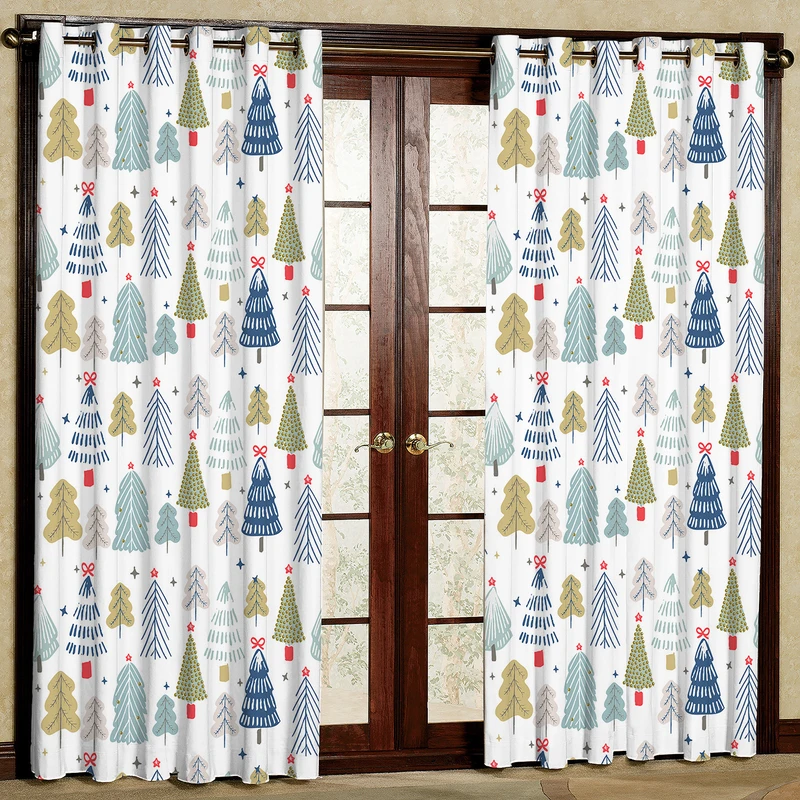 پرده مدل درخت کاج مخمل پانچی کد 1066 سایز 140x280 سانتی متر