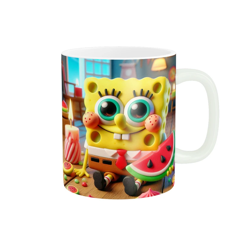 ماگ پاد آفرین طرح باب اسفنجی مدل هندوانه کد 172