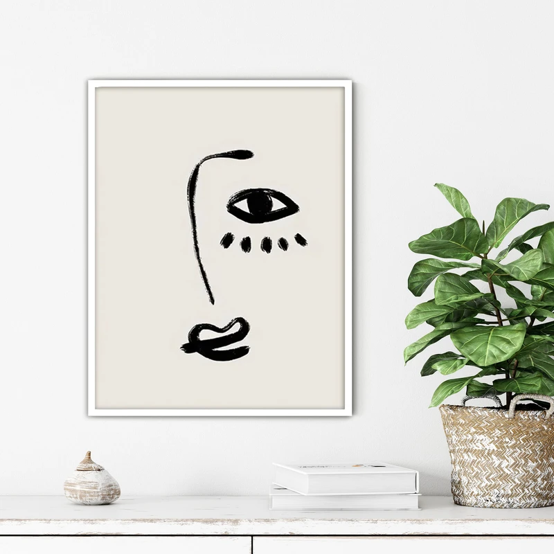 تابلو آتریسا طرح لاین آرت مدرن مدل ATFL37 فریم سفید