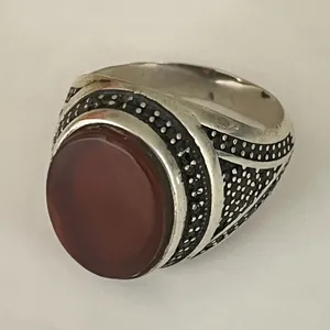 انگشتر نقره مردانه مدل عقیق طبیعی ترک