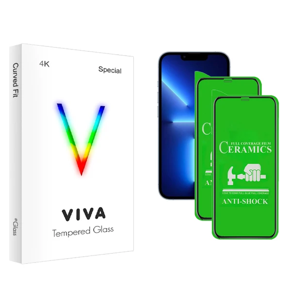 محافظ صفحه نمایش سرامیکی ویوا مدل 4K مناسب برای گوشی موبایل اپل iPhone 13 بسته دو عددی