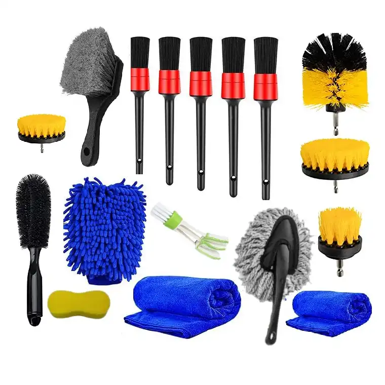 ست فرچه و برس شست و شو و دیتیلینگ خودرو مدل Detailing مجموعه 17 عددی