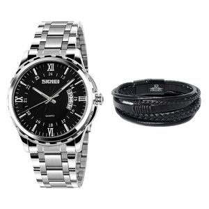 ساعت مچی عقربه‌ای مردانه کوارتز اسکمی مدل 9069SIBK-Verganti به همراه دستبند