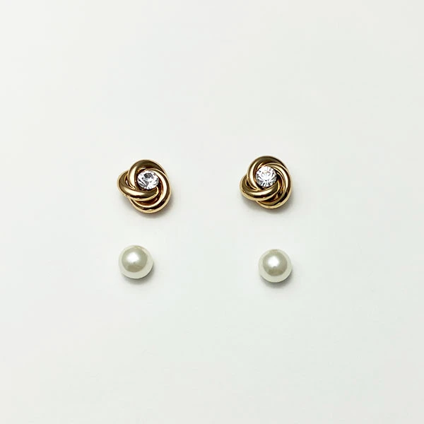 گوشواره زنانه سیکس مدل مروارید مجموعه دو عددی