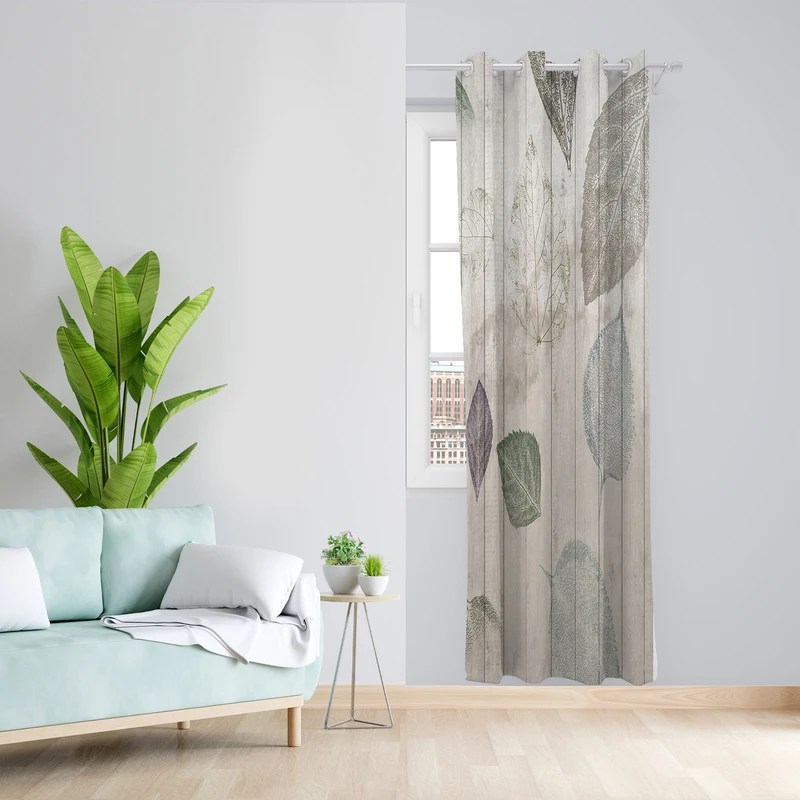 پرده طرح برگ مدل مخمل پانچی کد 2356 z سایز 140x200 سانتی متر