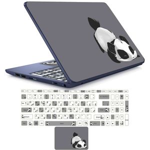  استیکر لپ تاپ مدل cute panda 02 مناسب برای لپ تاپ 15 تا 17 اینچ به همراه برچسب حروف فارسی کیبورد