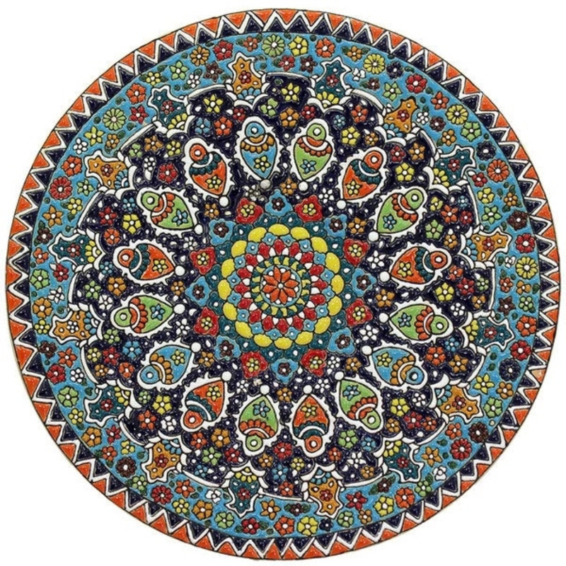 بشقاب میناکاری سفالی مدل گرد