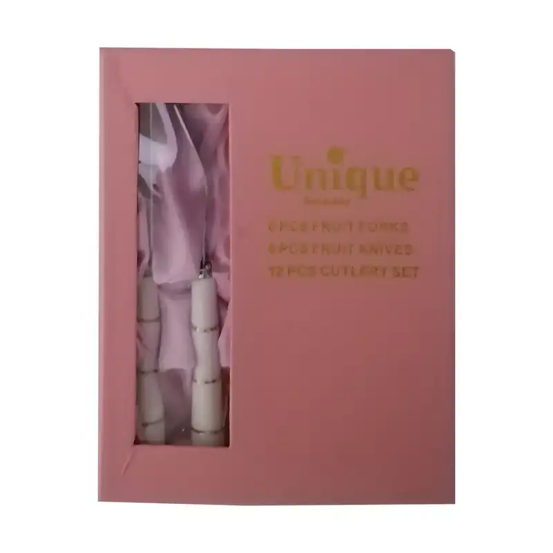 کارد و چنگال میوه خوری 12 پارچه یونیک طرح رعد کد 112089