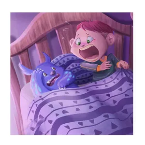 تابلو کودک و نوزاد طرح پسر بچه و هیولای شب کد wkt95