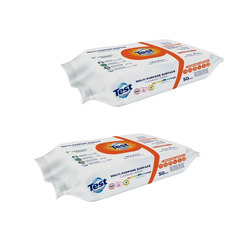 دستمال مرطوب تمیزکننده سطوح تست مدل صابون بسته 2 عددی