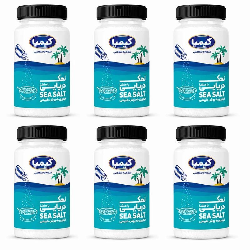 نمک دریایی کیمیا قوطی - 500 گرم بسته 6 عددی