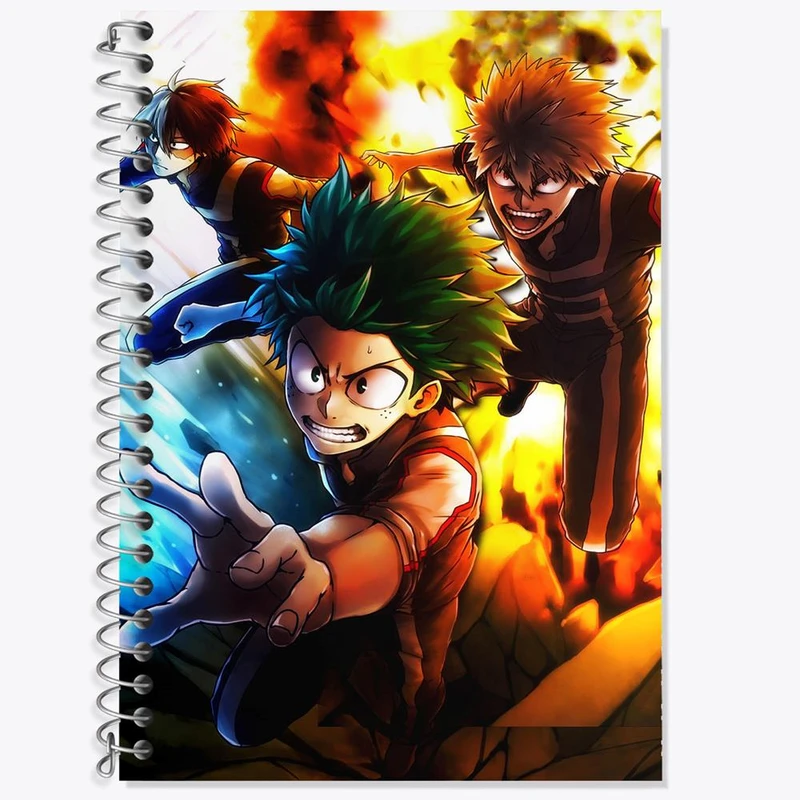 دفتر زبان 50 برگ خندالو مدل سه خط طرح باکوگو و دکو و شوتو انیمه آکادمی قهرمان من کد 11587