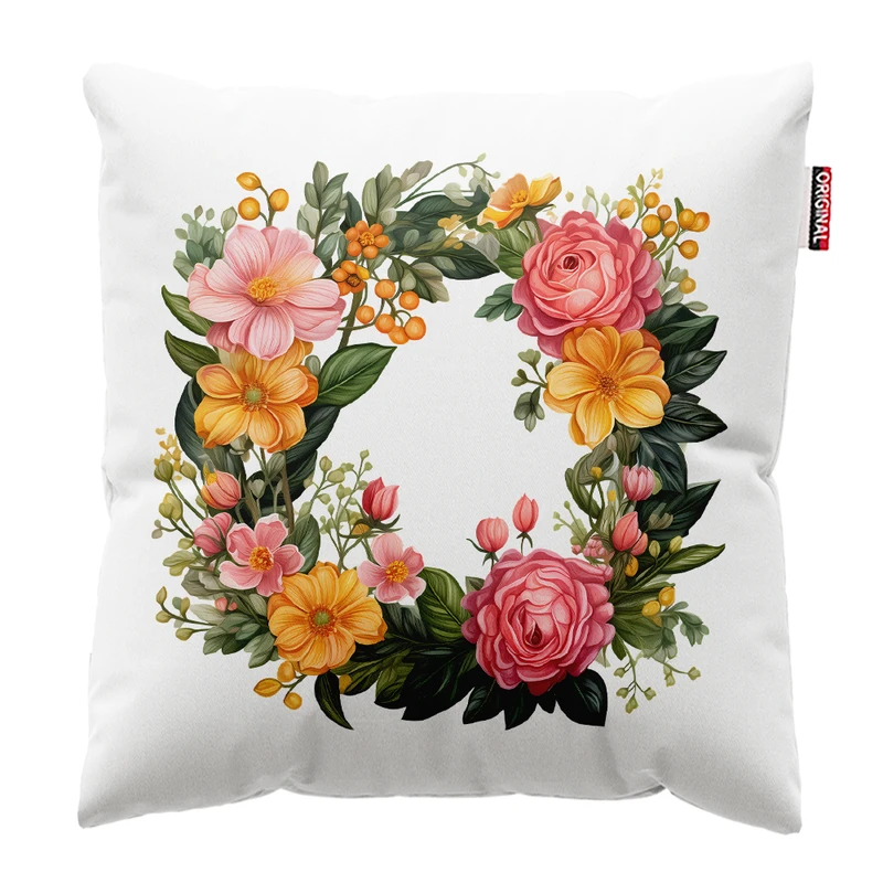 کوسن پاد آفرین مدل فانتزی طرح گل و برگ کد PK402234 سایز 40*40 سانتی متر