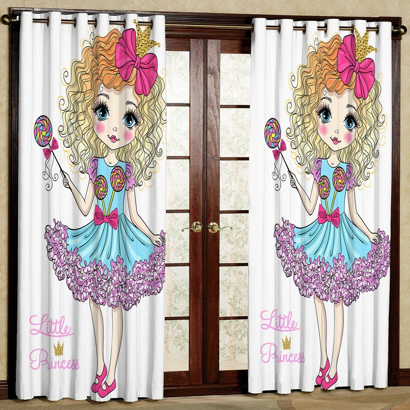 پرده مدل دختر مو فرفری  مخمل پانچی کد 2644b سایز 200x140 سانتی متر