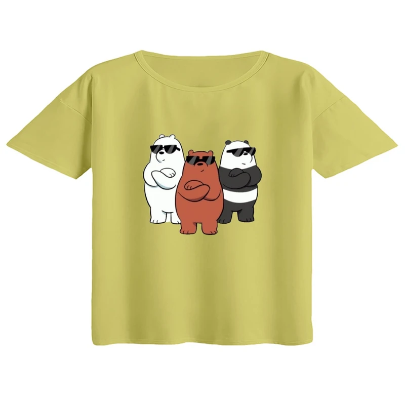 کراپ تی‌شرت آستین کوتاه زنانه مدل خرس های کله فندقی کد۴